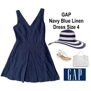 Gap Navy Blue Linen Dress Size 4